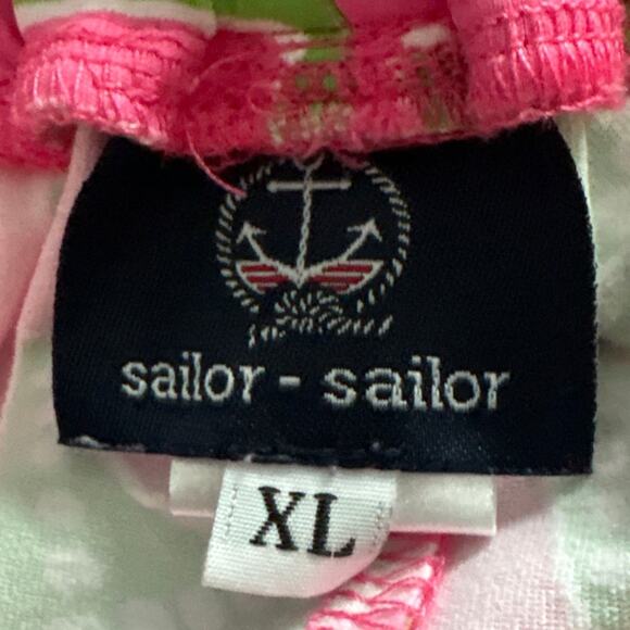 Sailor-Sailor Dorthy Pants Elastic Waist Belted Starfish Print Wide Leg Size XL - Picture 6 of 7